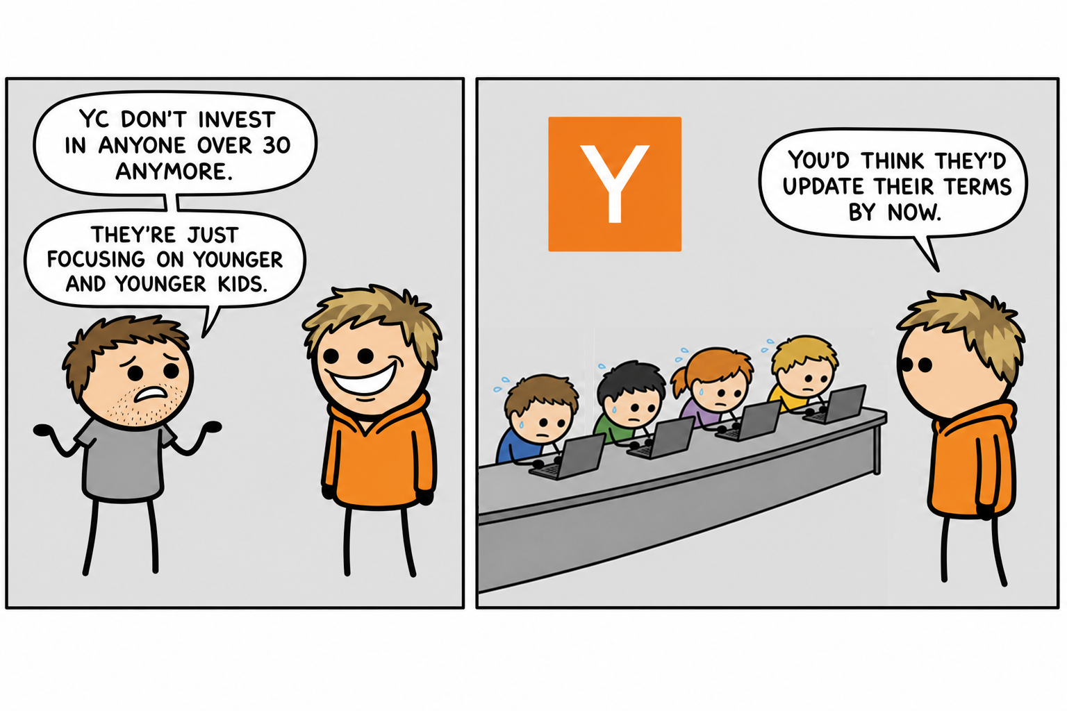 Comic strip: Younger and Younger